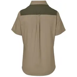 Ladies Short Sleeve Serengeti 2-Tone Bush Shirt Stone Military Green Back